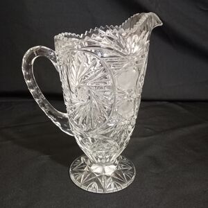 Anna Hutte Bleikristall Imperlux Footed Crystal Pitcher West Germany 80's